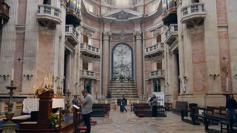 Inside the Basilica of the National Palace of Mafra, Portugal Stock Footage 112547848
