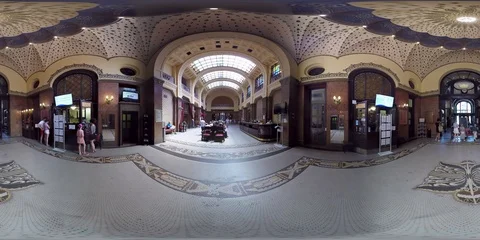 Inside Bath House Budapest Hungary 360 VR Stock Footage 94838234