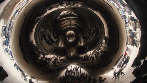 Inside The Bean Sculpture at The Millenium Park in Chicago Stock Footage 111328724