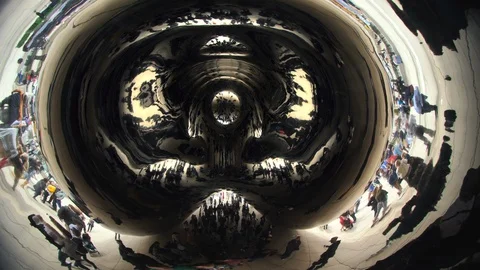 Inside The Bean Sculpture at The Millenium Park in Chicago Stock Footage 111328812