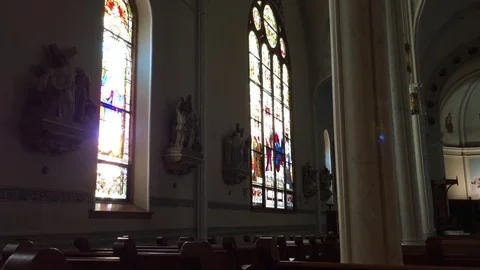 Inside Beautiful Cathedral Editorial Video stock 81339420
