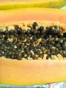 Inside a beautiful papaya Stock Photos