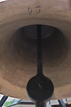 Inside of big bronze bell in monastery in Serbia Foto stock