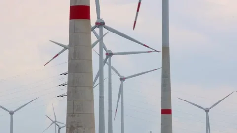 Inside a big modern wind turbine park 4k 30fps video Stock-Footage 275997570