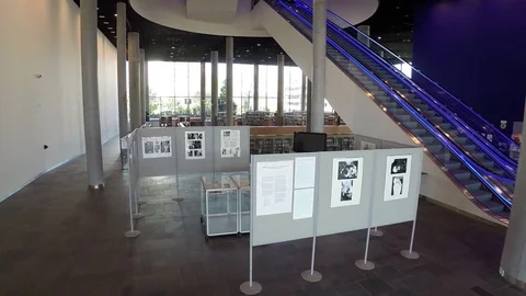 Inside Birmingham  New Library Aerial shot Stock Footage 80367934