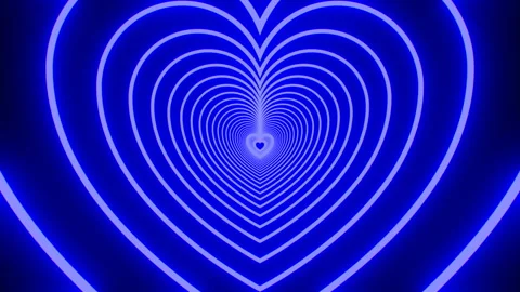 Inside Blue And Black Glow Heart Endless Tunnel Moving Expand Shapes Stock Footage 246898581