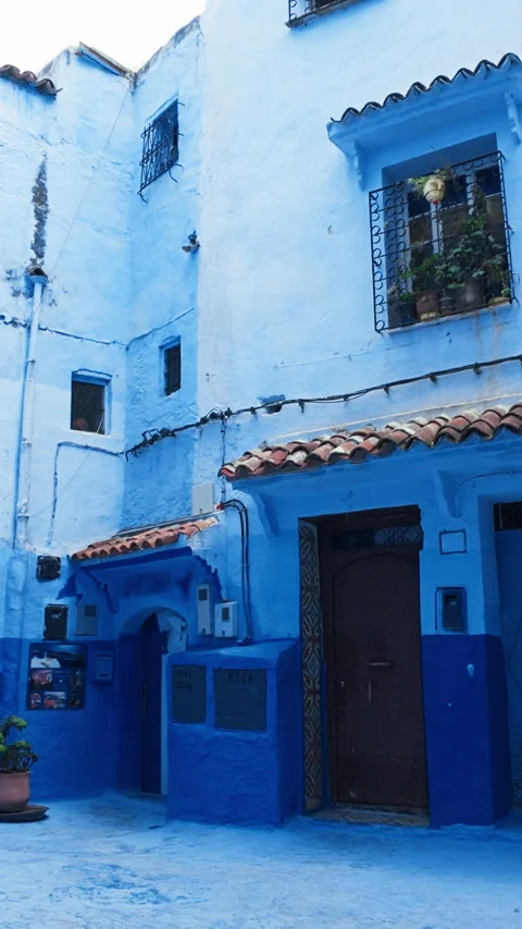 Inside The Blue City Of Chefchaouen, Morocco Stock Footage 314858984