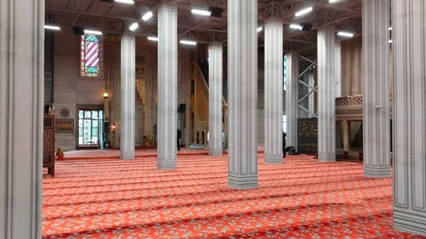 Inside Blue Mosque. Restricted for tourists area Stock Footage 96502181