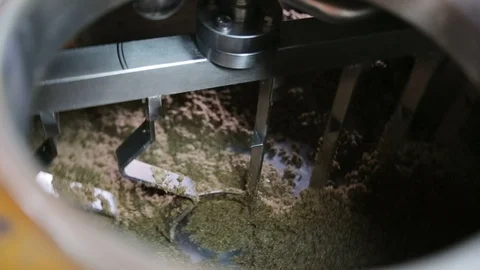 Inside the brewing boil tank. Beer production. Cooked malt barley for beer Stock Footage 99699654