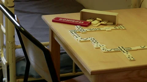 Inside A British Prison Cell. Simple Classic Games To Keep Their Inmates Stock Footage 154570025