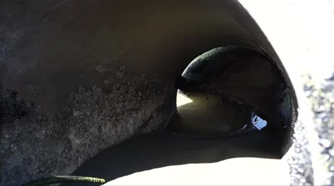 Inside broken beach pipe 1 Video stock 46700784