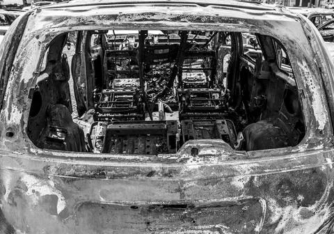 Inside broken car Stock Photos