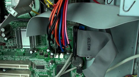 Inside of a broken computer Stock Footage