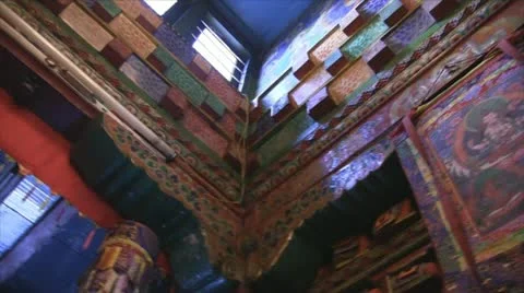 Inside buddhist temple library Stock-Footage 22114701
