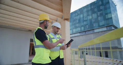 Inside Building Construction Engineer Worker Use Tablet Stock Footage 326458157