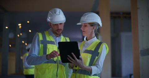 Inside Building Construction Workers Stock Footage 326459609