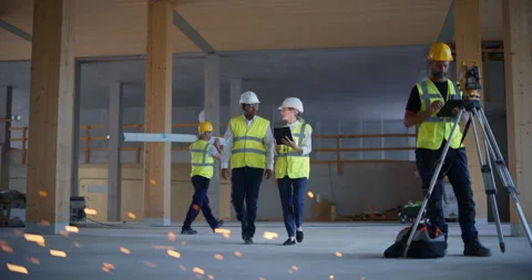 Inside Building under Construction People Work Stock Footage 326458806