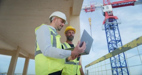 Inside Bulding Construction Engineer Worker Use Laptop Stock Footage 326457423