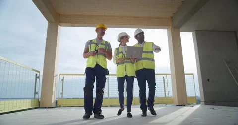 Inside Bulding Construction Engineers Worker Use Laptop Stock Footage 326458147