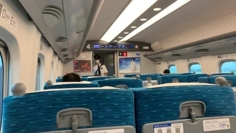 Inside a bullet train Shinkansen in Japan Stock Footage 136505035