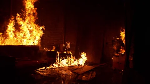 Inside of a burning house Stock Footage 283173903