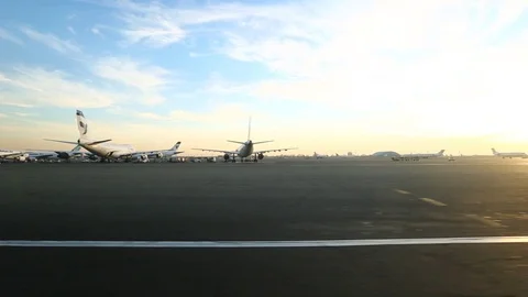 Inside a bus in the airport to catch a plane Stock-Footage 79048615