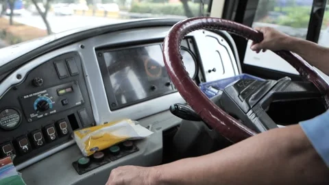 Inside the bus front seat around Jakarta street, Capitol of Indonesia. Stock Footage 172394094