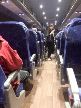 Inside bus with seats Stock Photos