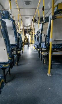 Inside the bus sitting at the back of public transport Stock-Fotos