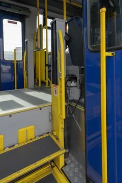 Inside the bus sitting at the back of public transport - Foto stock