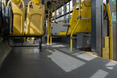Inside the bus sitting at the back of public transport - Stock-Fotos