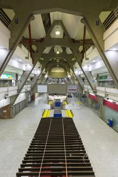 Inside the bus terminal at night in Cali, Colombia Stock Photos
