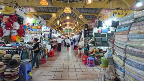 Inside the busy Ben Thanh Market. Stock Footage 295879448