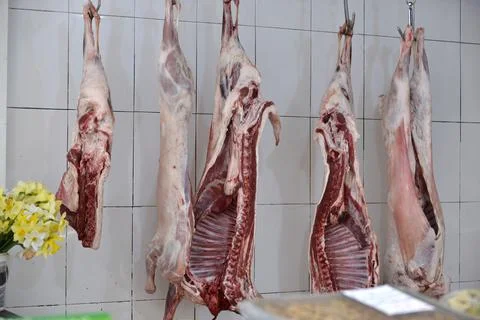 Inside a butcher shop in Sofia Stock Photos