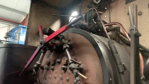 Inside cab of old derelict steam loco. UK Video stock 328607170