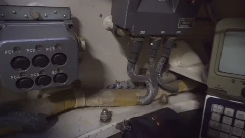 Inside cabin of a panzer Stock Footage 107579176