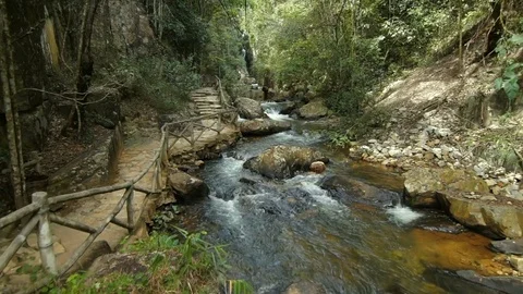 Inside cable car view of Datanla waterfall Stock Footage 75236413