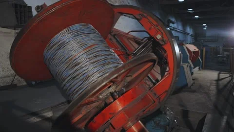 Inside the cable workshop, a modern cable factory. Cable twisting machine Видео 159965785