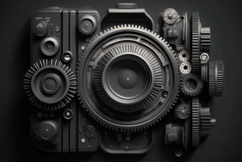 Inside camera gear abstract background graphic design. Stock Illustration