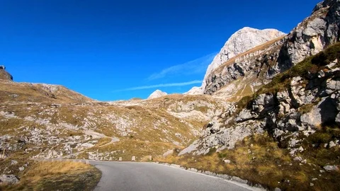 Inside car ascending driving on mountain Slovenia highest road Stock Footage 122211725