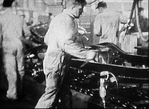 Inside a Car Assembly Factory: The Birth of Car Production in the 1920s Stock Footage 168733524
