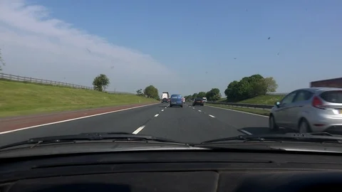 Inside a car being driven on M6 motorway in England 4K Stock-Footage 90162966