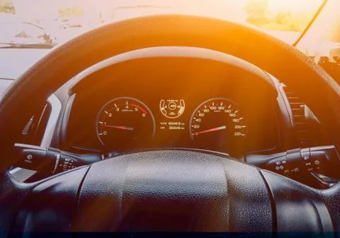 Inside the car that is the control panel Stock Photos