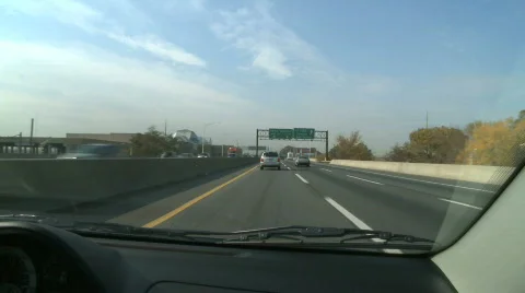 Inside Car Driving on the Freeway Stock Footage 286857