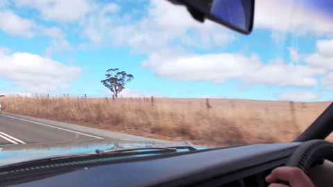 Inside a car looking out at Australian scenery Stock Footage 282643590