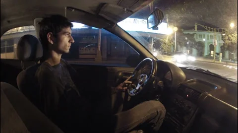 Inside car timelapse at night Stock Footage 34403597