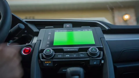 Inside car typing on touch screen Stock Footage 66207114