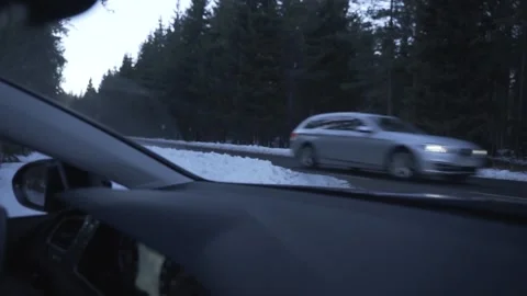 Inside car waiting for cars at intersection Stock Footage 171119286