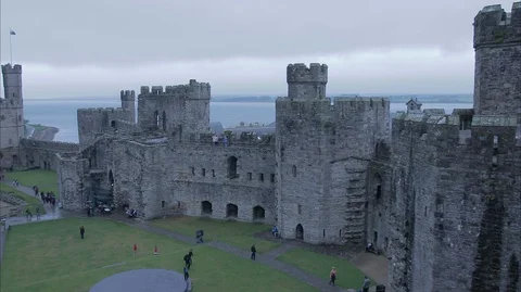 Inside Carnarvon Castle Wales Stock Footage 128665004