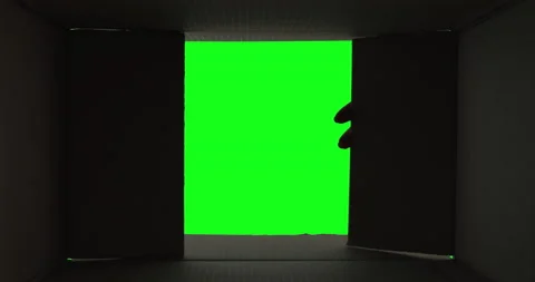 Inside of carton box bottom view, green screen. Woman close empty parcel. Stock Footage 143736909
